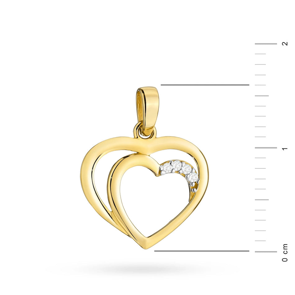 Gold Pendant Hearts Zirconia