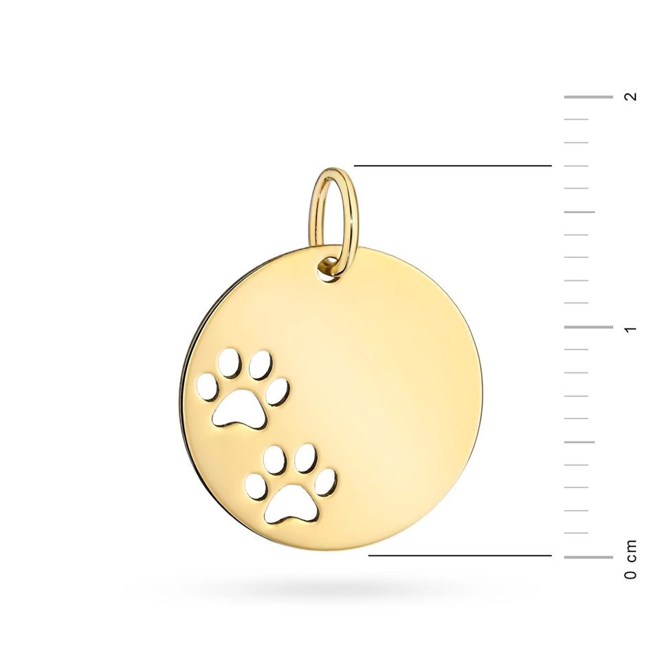 Gold Pendant Circle and Dog Paws