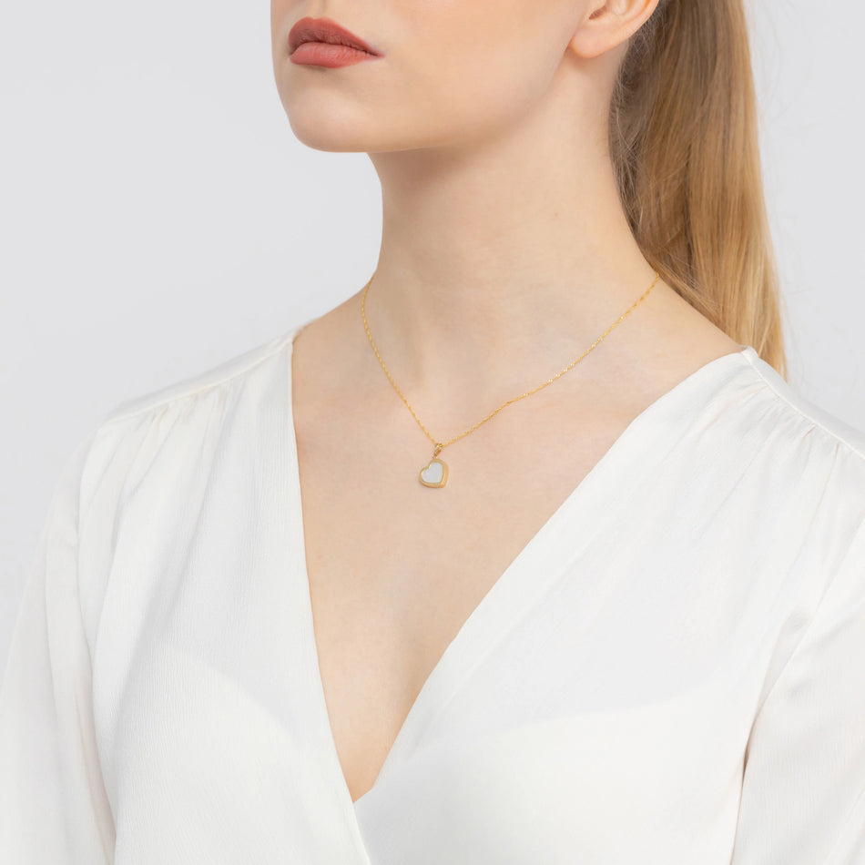 Gold Anhänger Herz Perlmutt