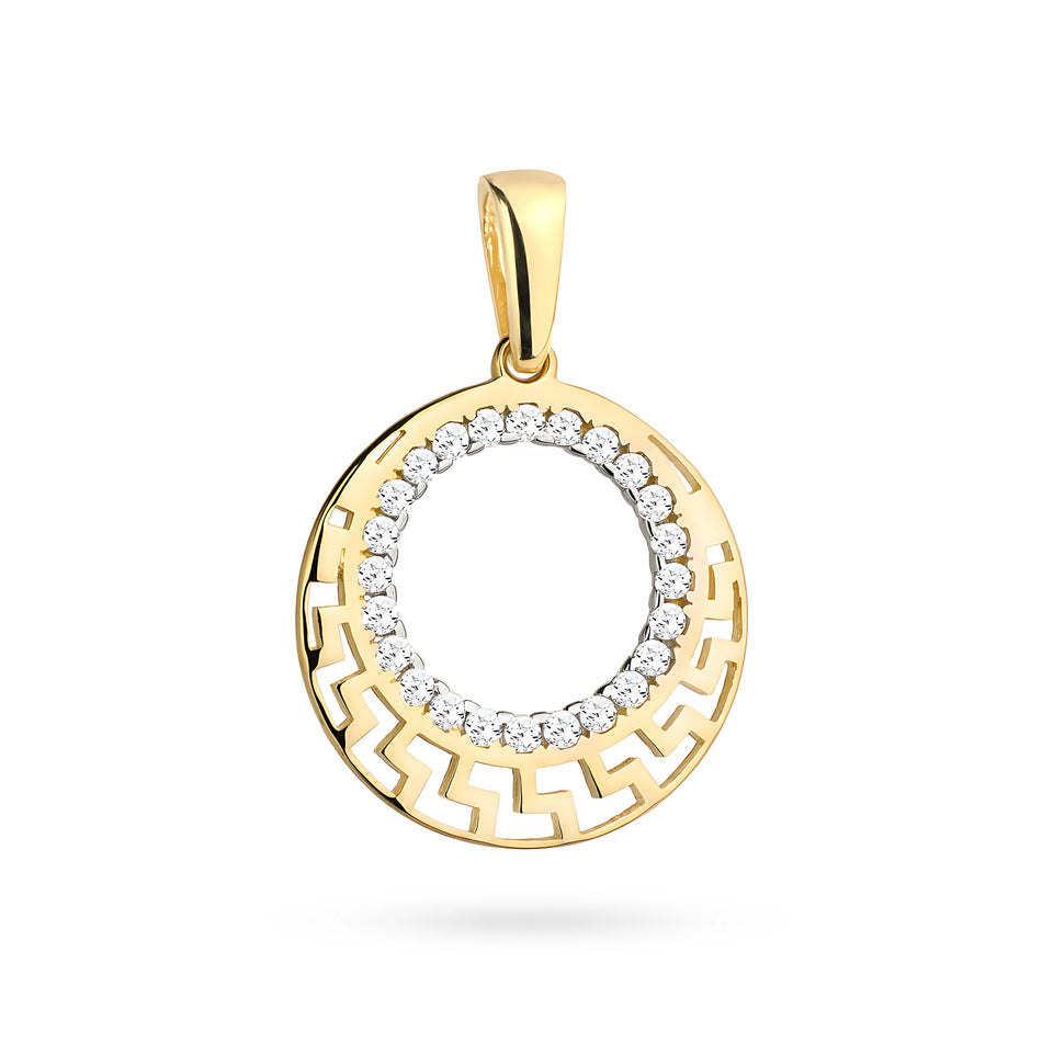 Gold Pendant Hoop with Zirconia