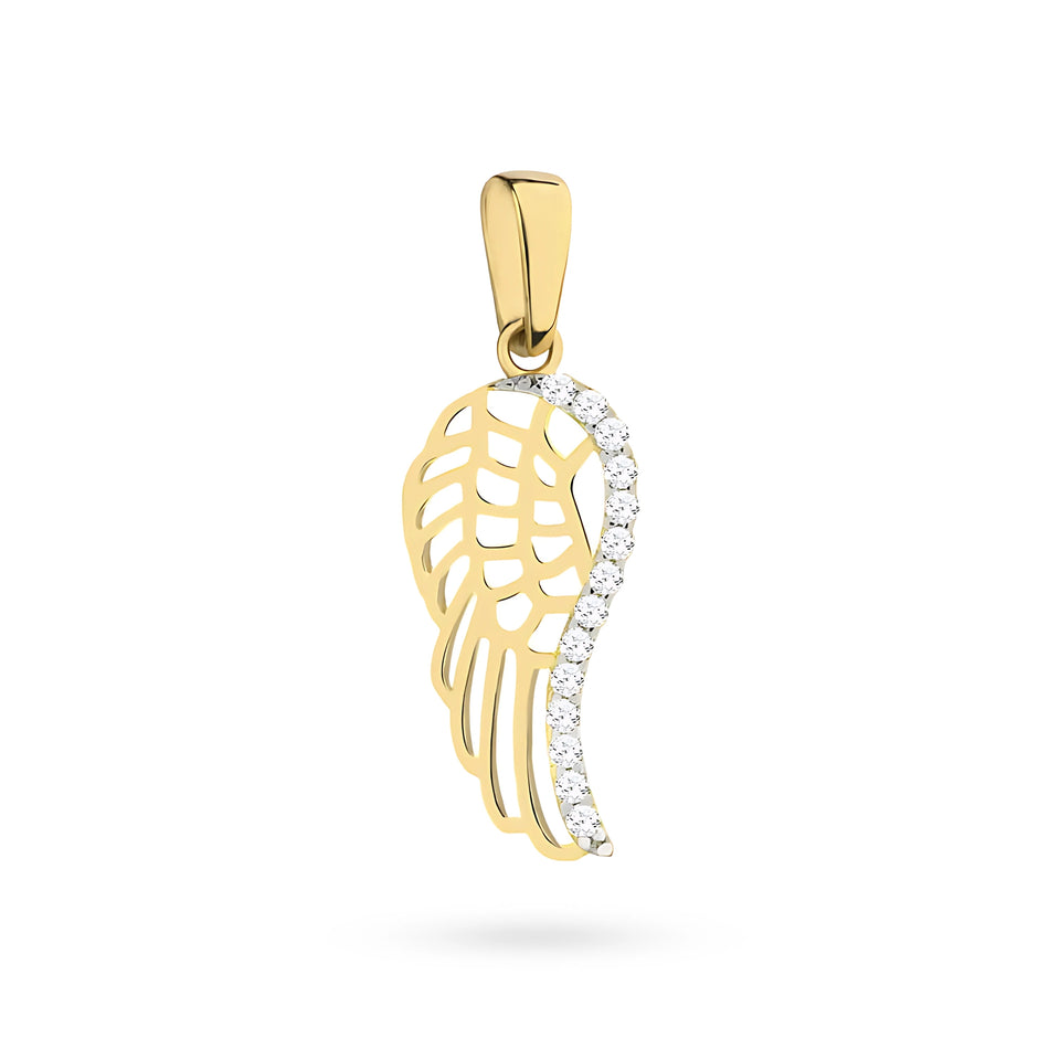 Gold Pendant Wing with Zirconia