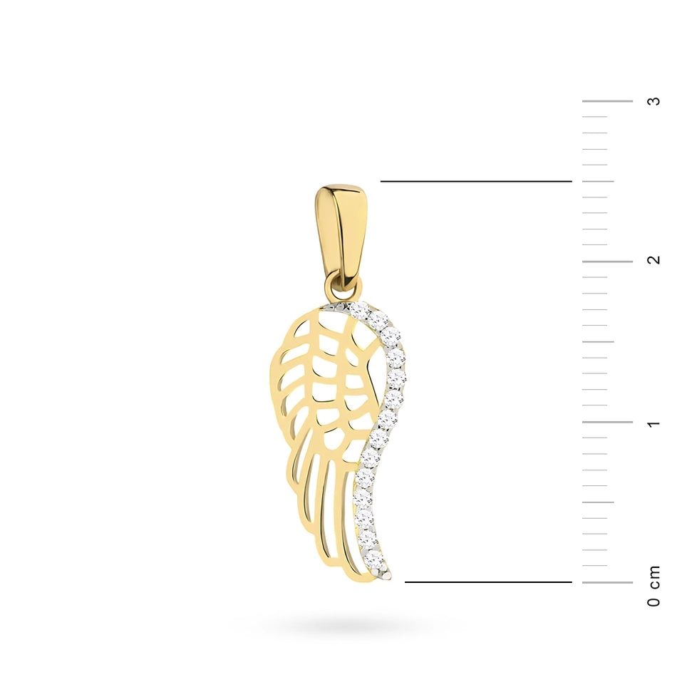 Gold Pendant Wing with Zirconia