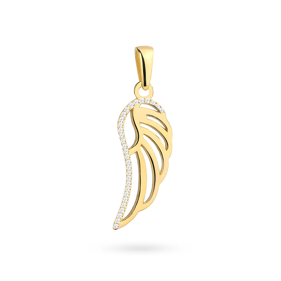 Gold Pendant Angel Wing with Zirconia