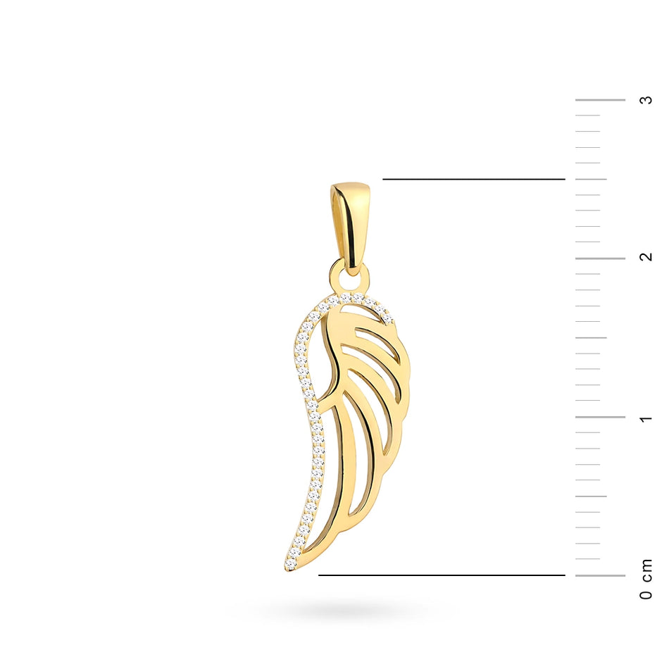 Gold Pendant Angel Wing with Zirconia