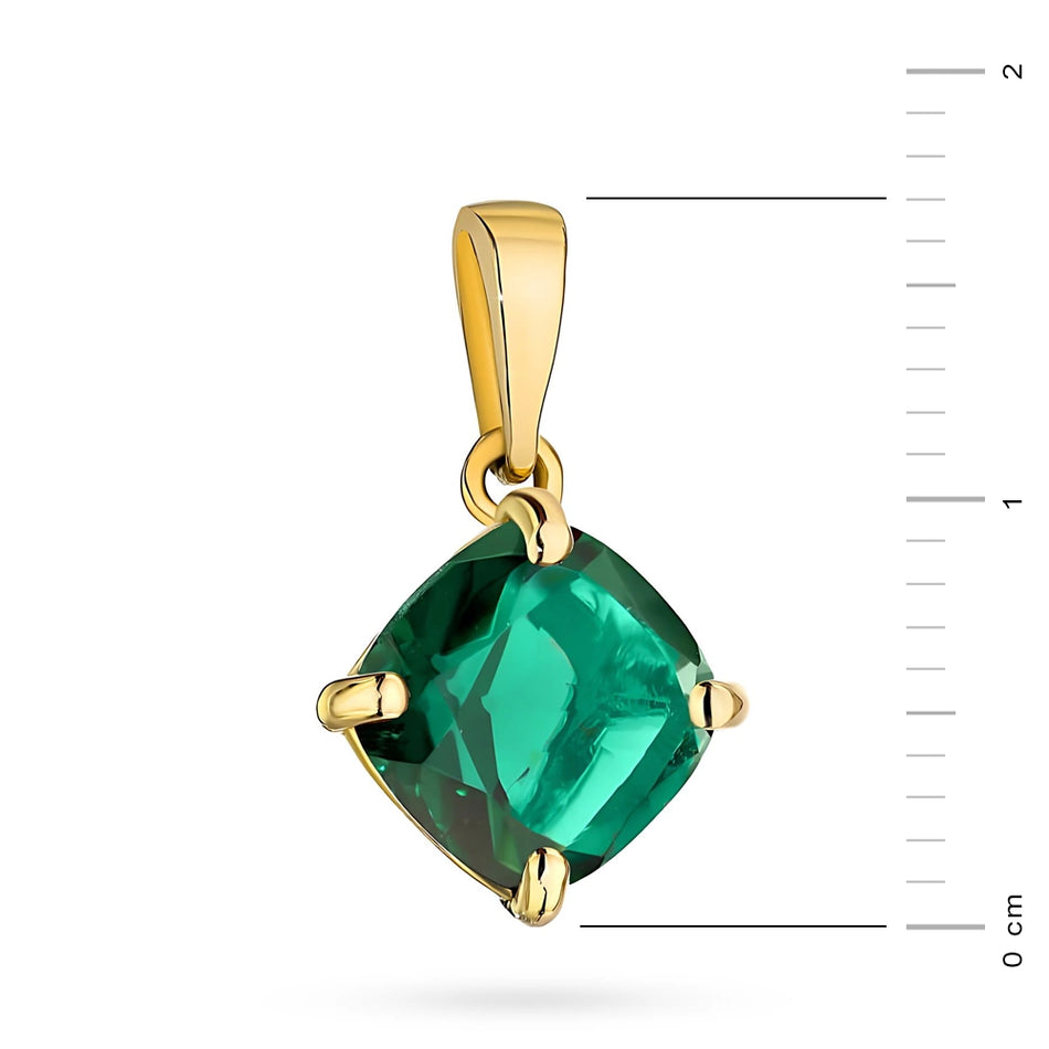Gold Pendant Square Green Quartz