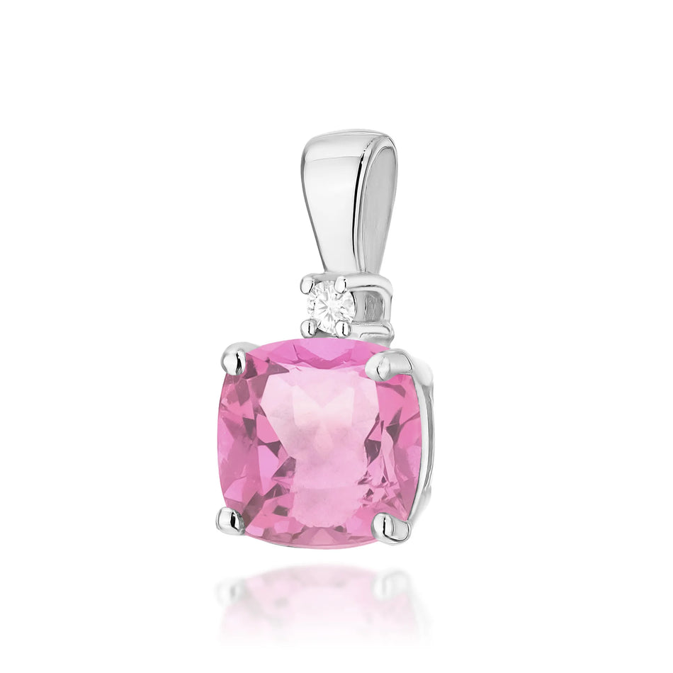Gold Anhänger mit 1.10ct Pinktopas und 0.0145ct Diamanten