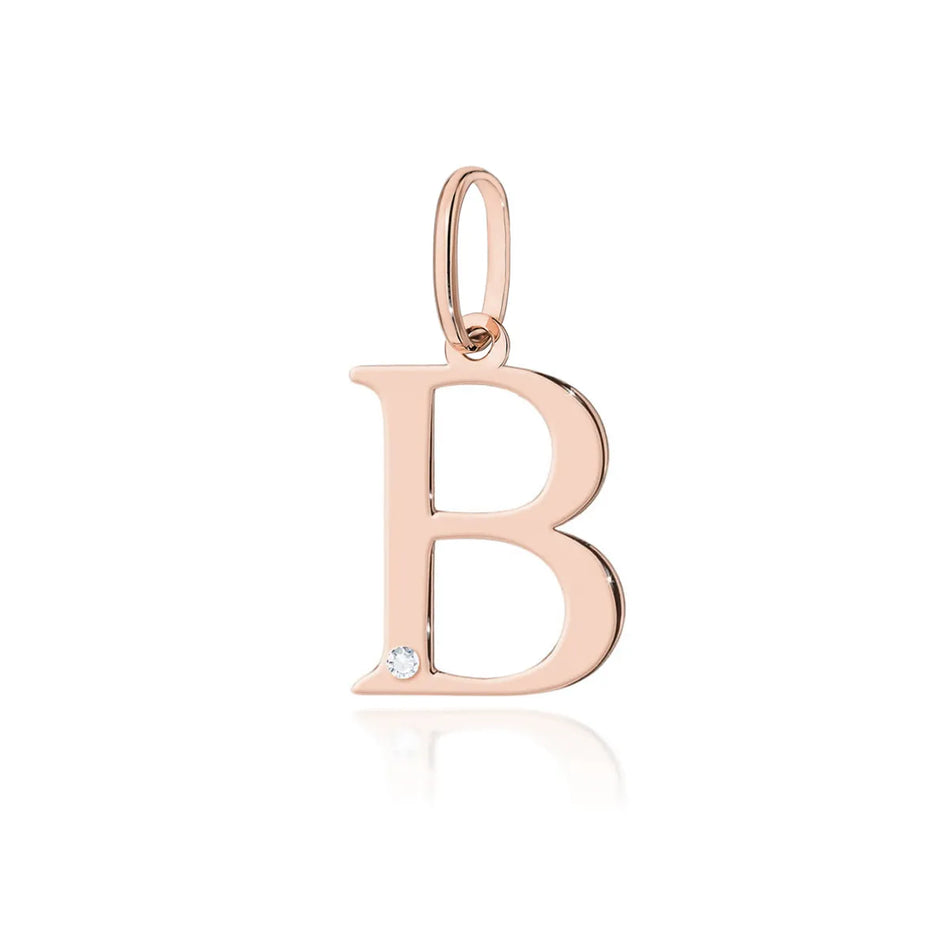 Gold Pendant with Diamonds Letter B