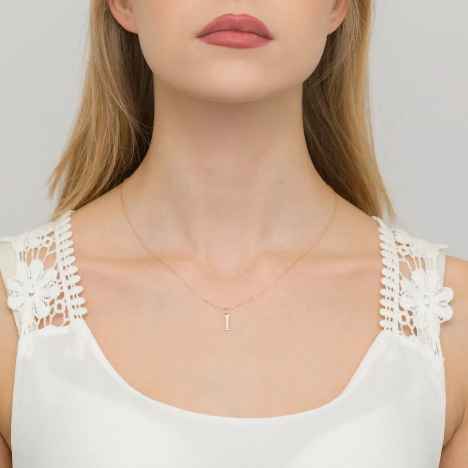 Gold Pendant with Diamonds Letter I