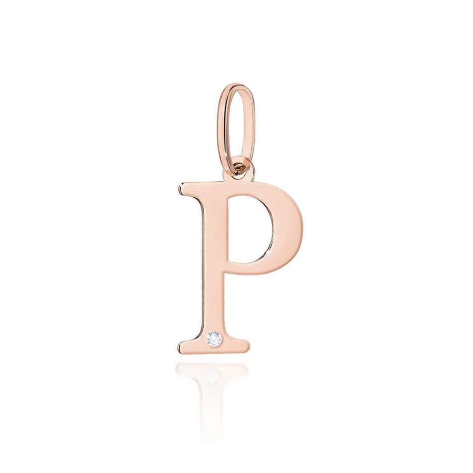 Gold Pendant with Diamonds Letter P