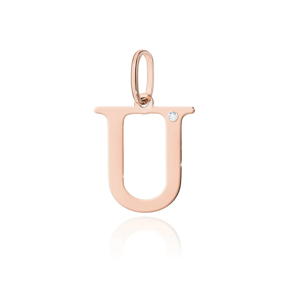 Gold Pendant with Diamonds Letter U