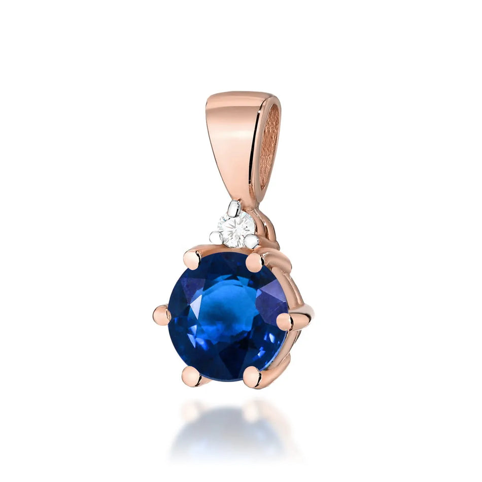 Gold Pendant with 0.50ct Sapphire and 0.015ct Diamonds