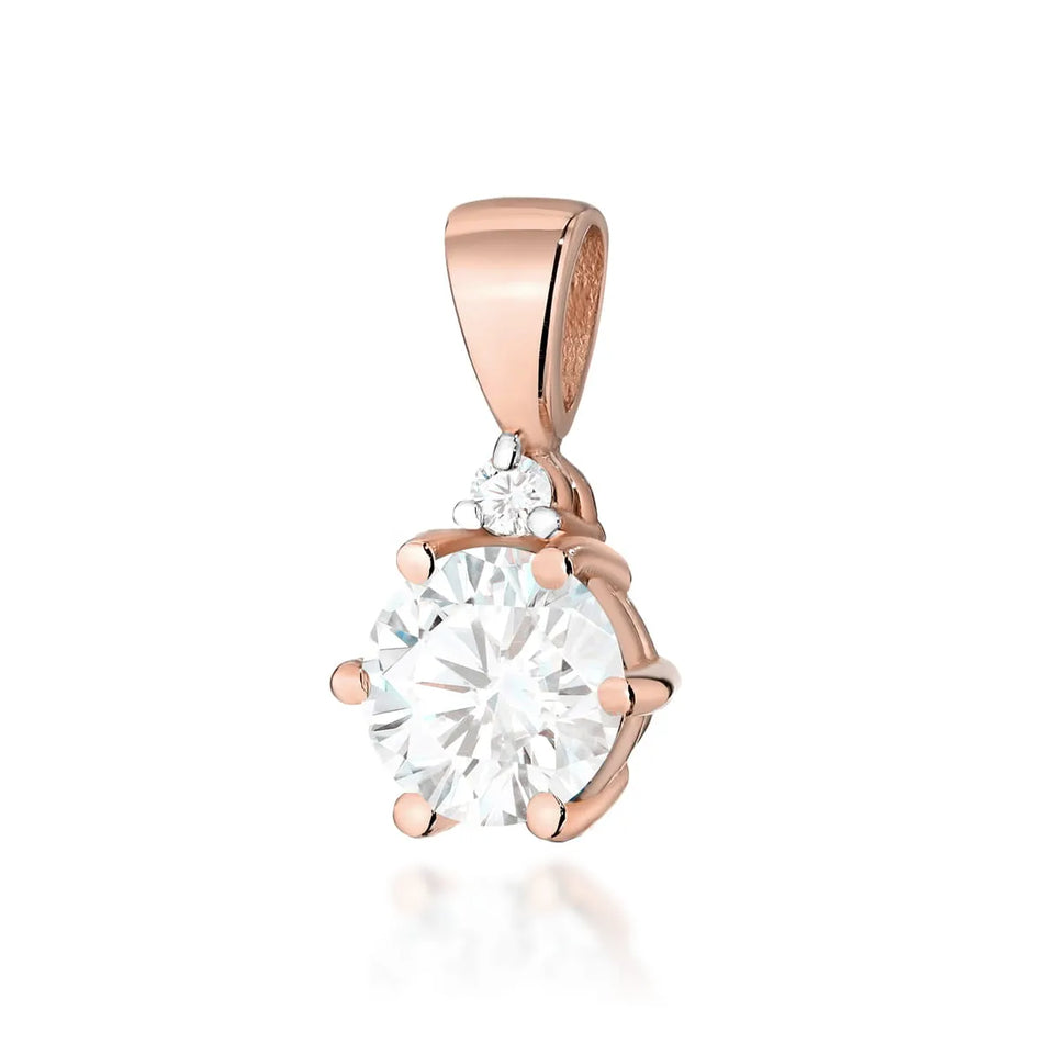 Gold Anhänger mit 0,60 ct weißem Saphir und 0,015 ct Diamanten