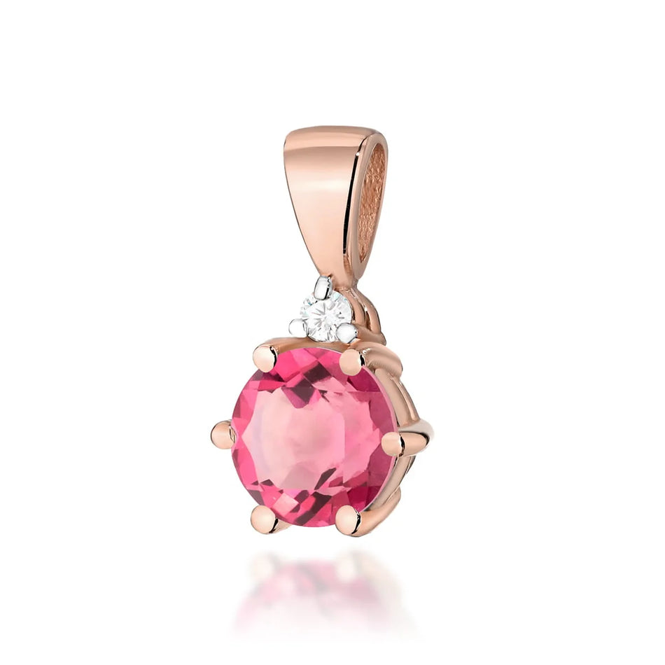 Gold Anhänger mit 0,60 ct Pinktopas und 0,015 ct Diamanten