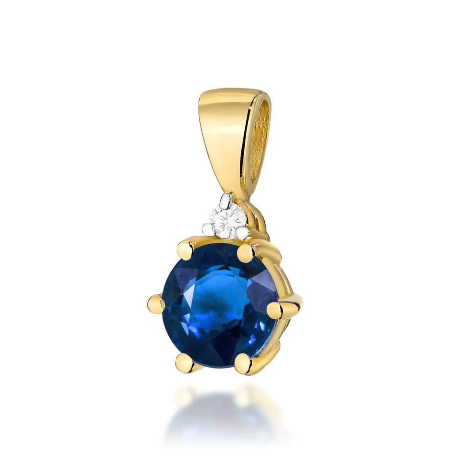 Gold Pendant with 0.50ct Sapphire and 0.015ct Diamonds