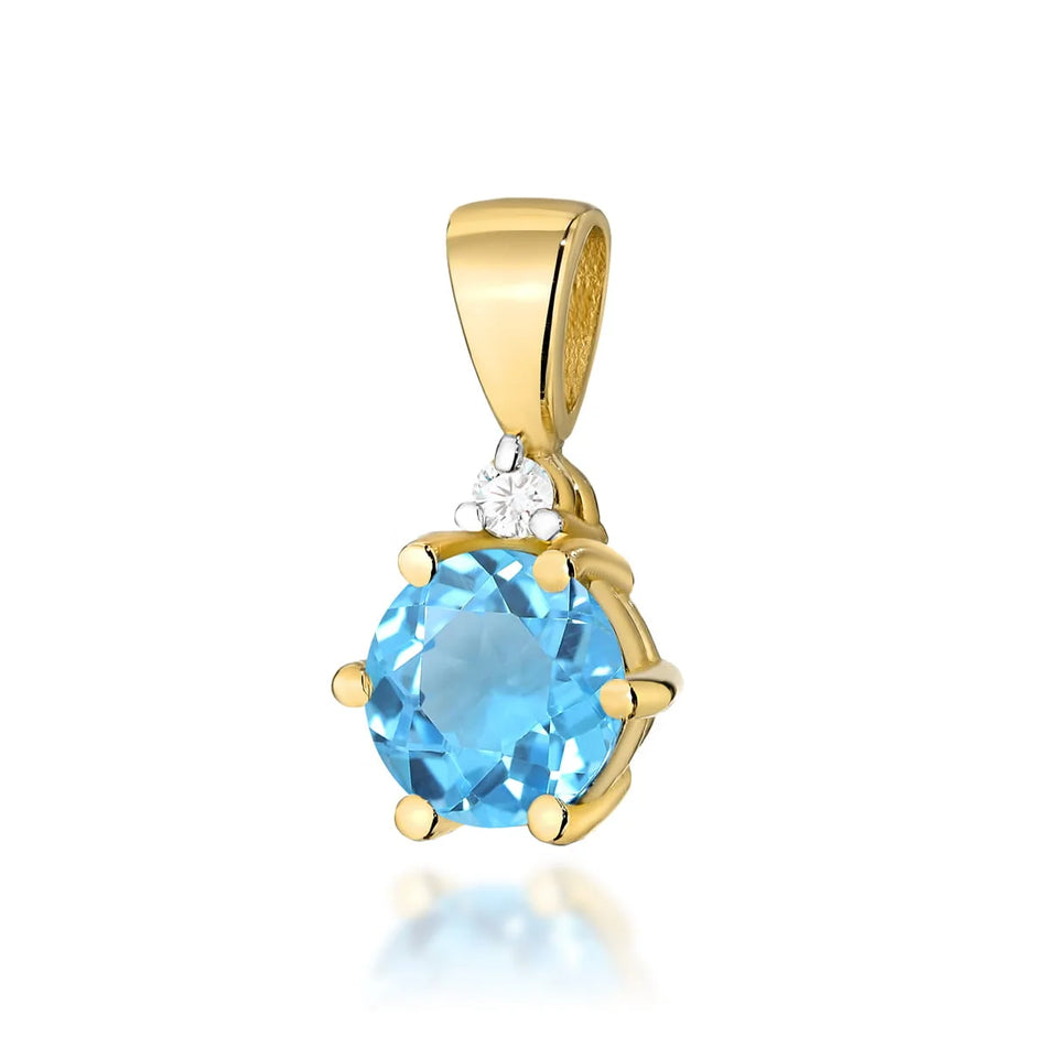Gold Pendant with 0.50ct Topaz and 0.015ct Diamonds