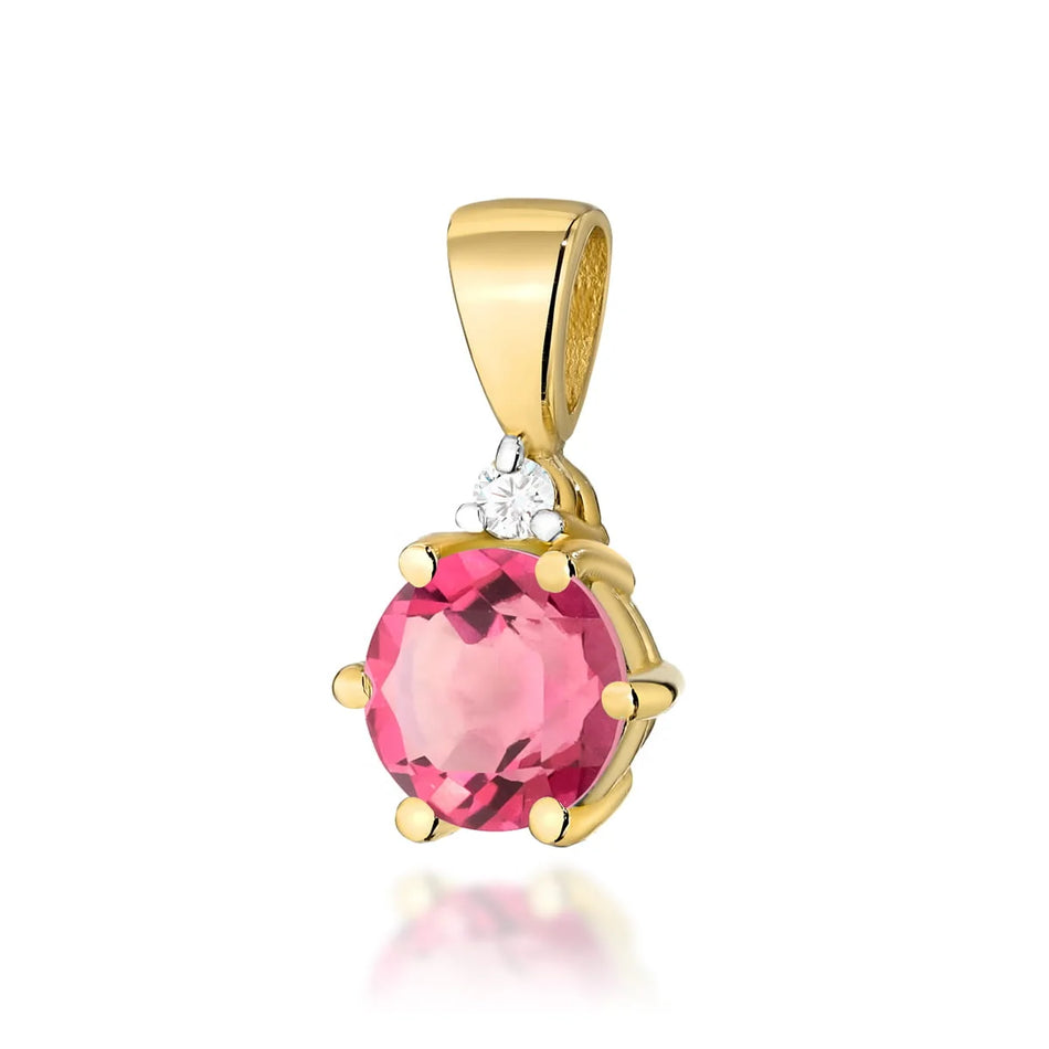 Gold Anhänger mit 0,60 ct Pinktopas und 0,015 ct Diamanten