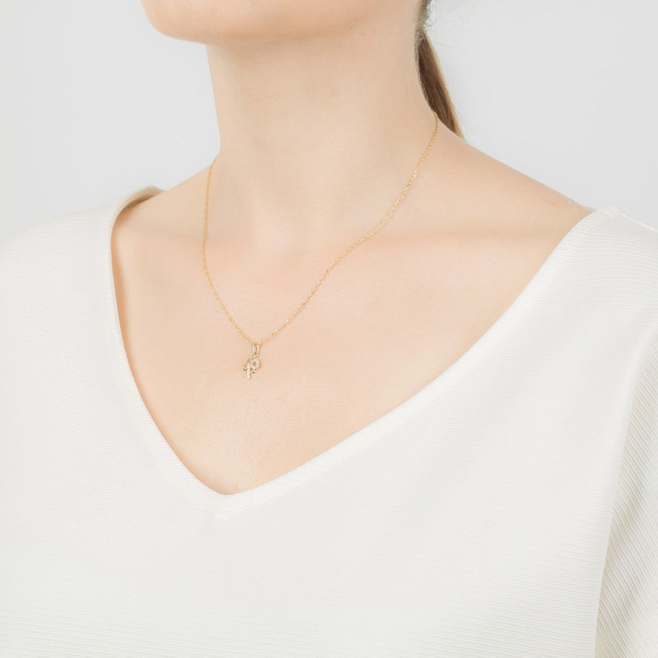 Goldanhänger mit Zirkonia Glücksklee