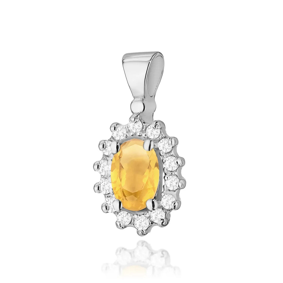 Gold Anhänger mit 0,60 ct Citrin und 0,12 ct Diamanten