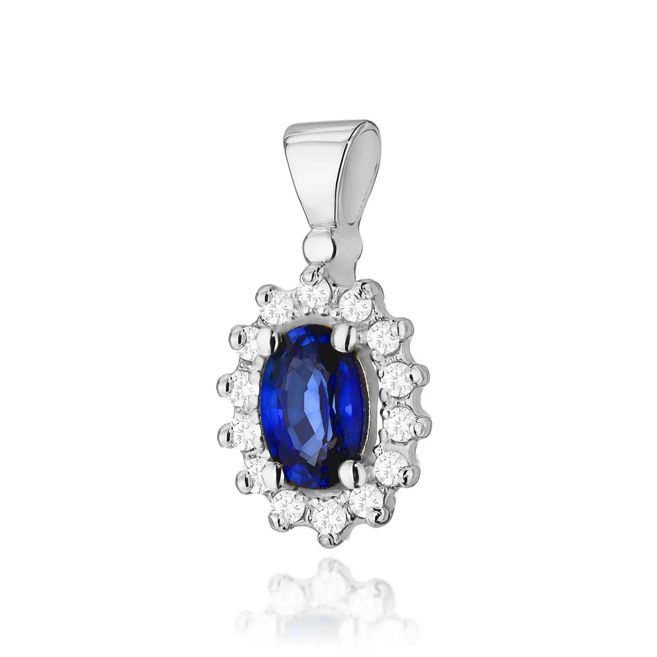 Gold Pendant with 0.70ct Sapphire and 0.12ct Diamonds