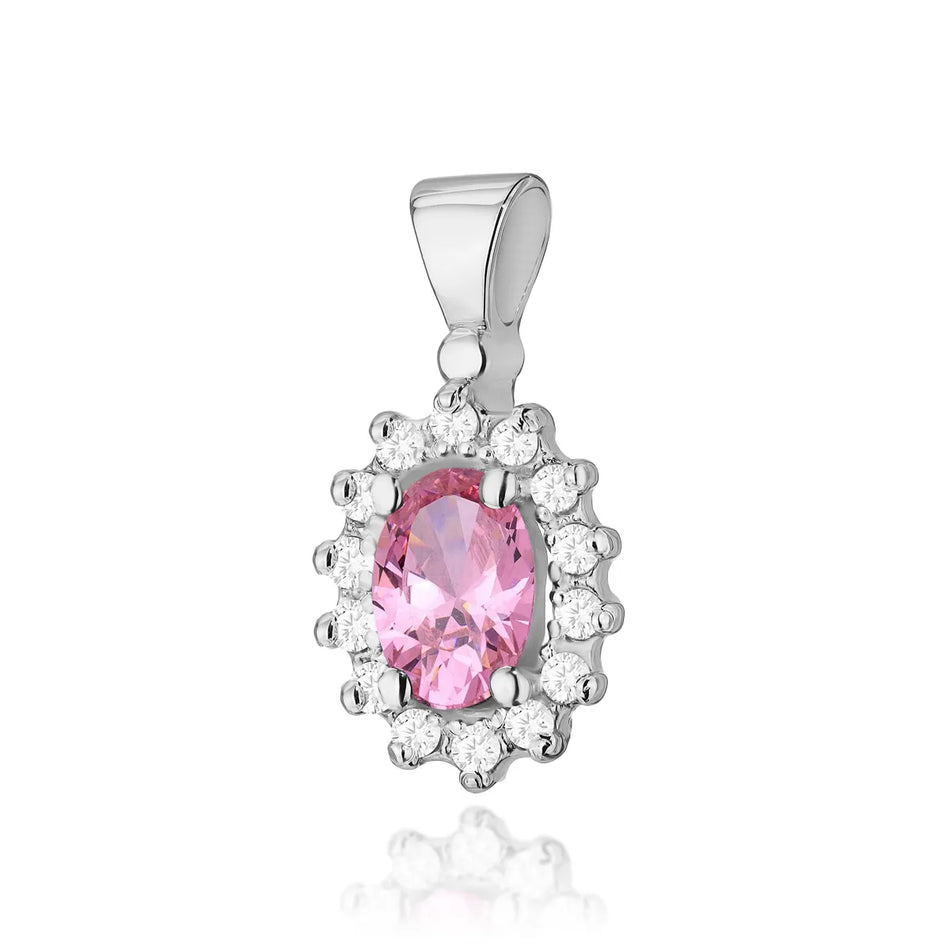 Gold Anhänger mit 0,50 ct Pinktopas und 0,12 ct Diamanten