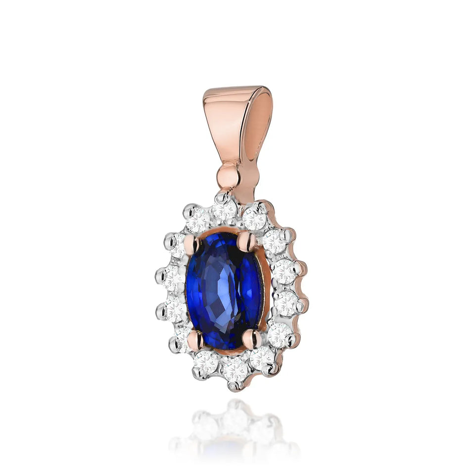 Gold Pendant with 0.70ct Sapphire and 0.12ct Diamonds