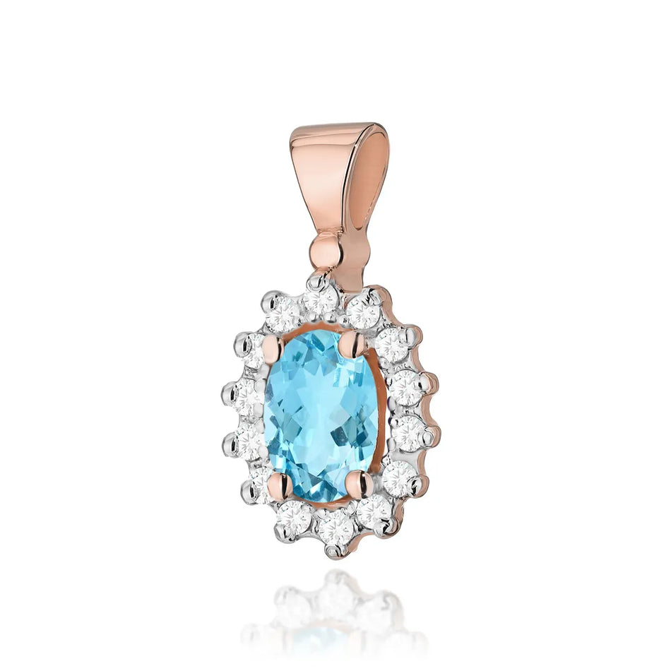 Gold Pendant with 0.50ct Topaz and 0.12ct Diamonds