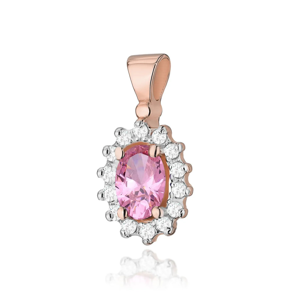 Gold Anhänger mit 0,50 ct Pinktopas und 0,12 ct Diamanten
