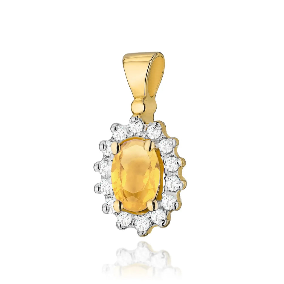 Gold Anhänger mit 0,60 ct Citrin und 0,12 ct Diamanten