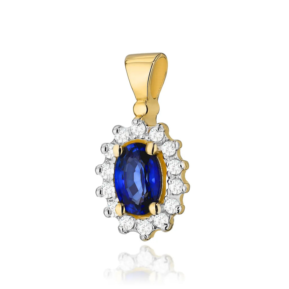 Gold Pendant with 0.70ct Sapphire and 0.12ct Diamonds