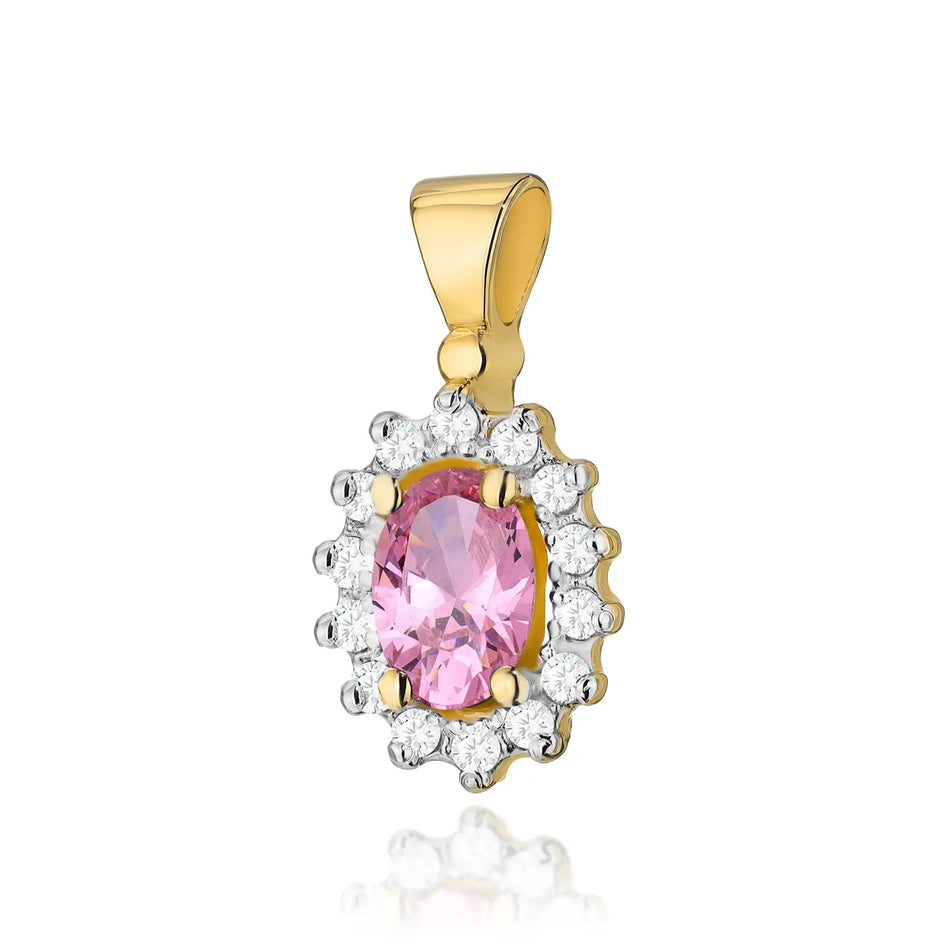 Gold Anhänger mit 0,50 ct Pinktopas und 0,12 ct Diamanten