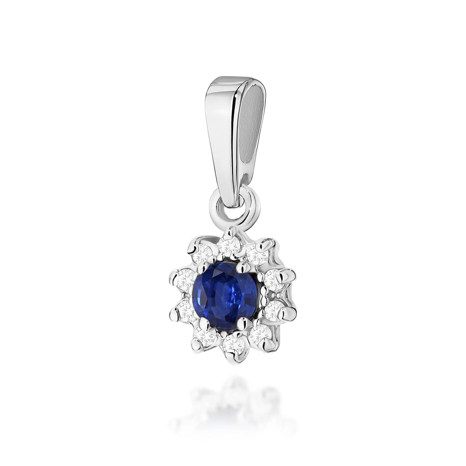 Gold Pendant with 0.15ct Sapphire and 0.086ct Diamonds