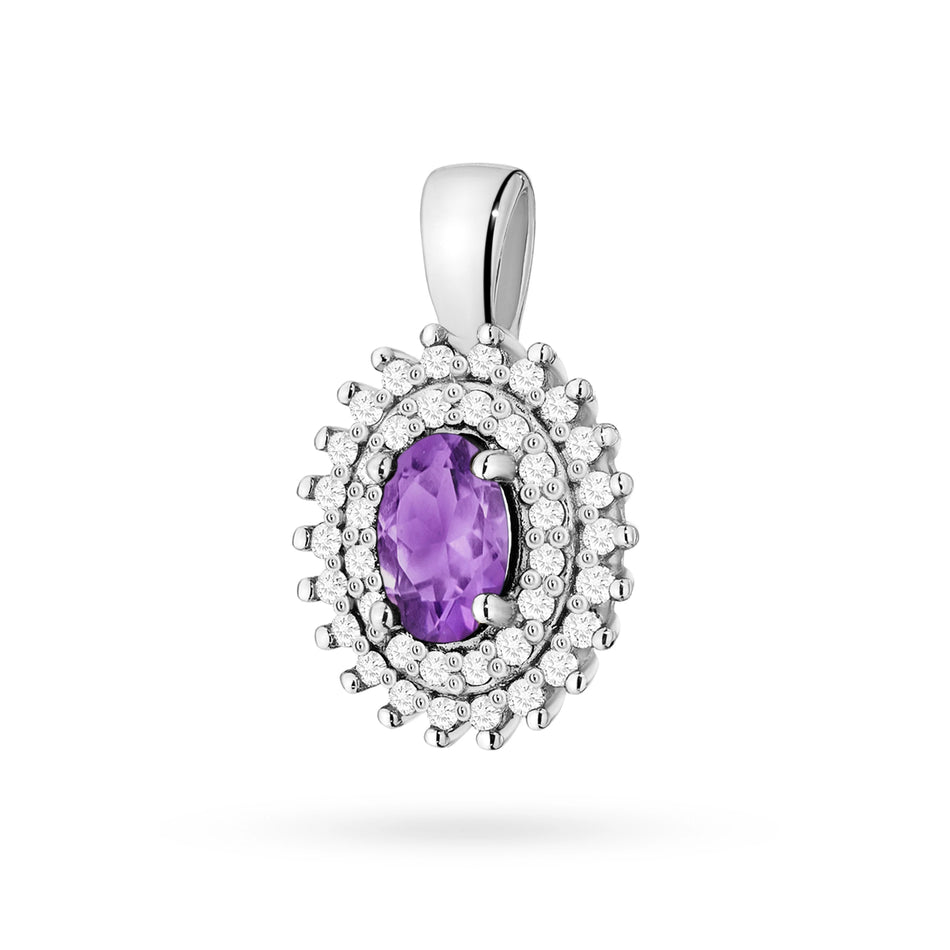 Gold Anhänger mit 0,40 ct Amethyst und 0,19 ct Diamanten