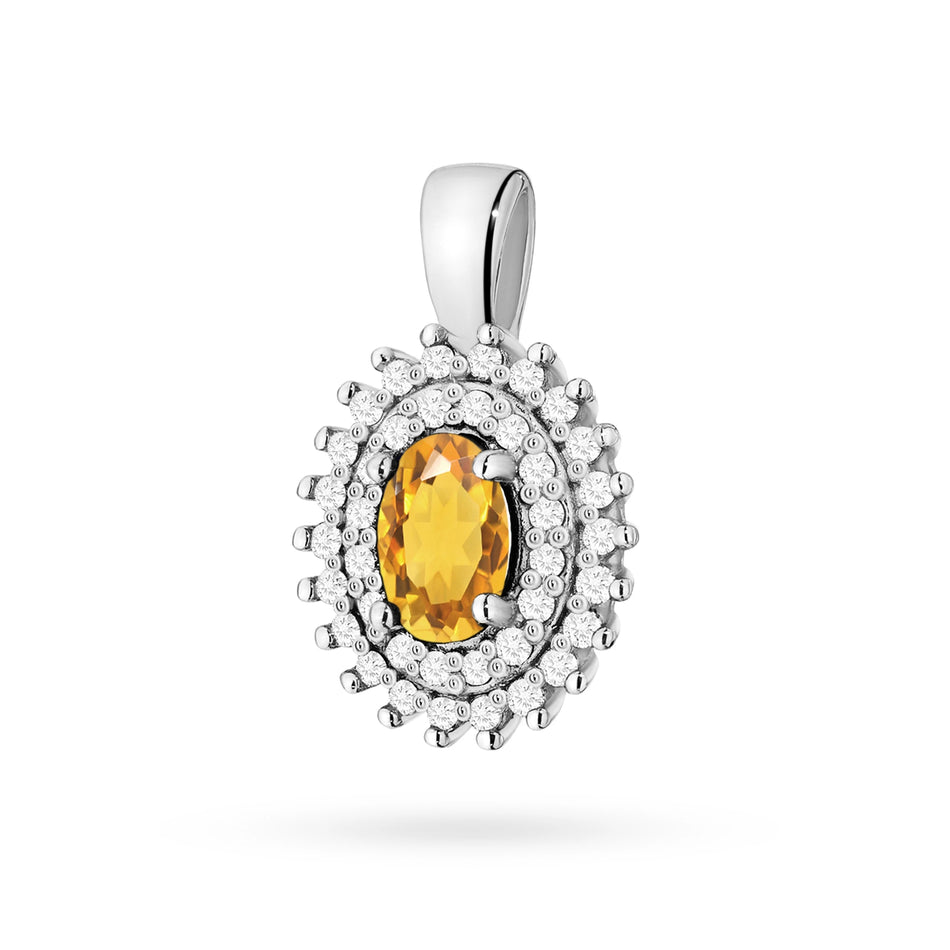 Gold Anhänger mit 0,60 ct Citrin und 0,19 ct Diamanten