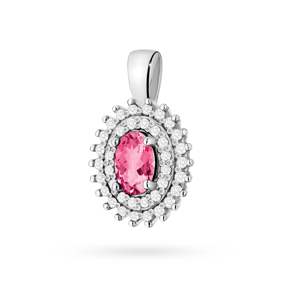 Gold Anhänger mit 0,50 ct Pinktopas und 0,19 ct Diamanten
