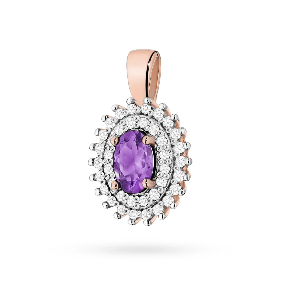 Gold Anhänger mit 0,40 ct Amethyst und 0,19 ct Diamanten