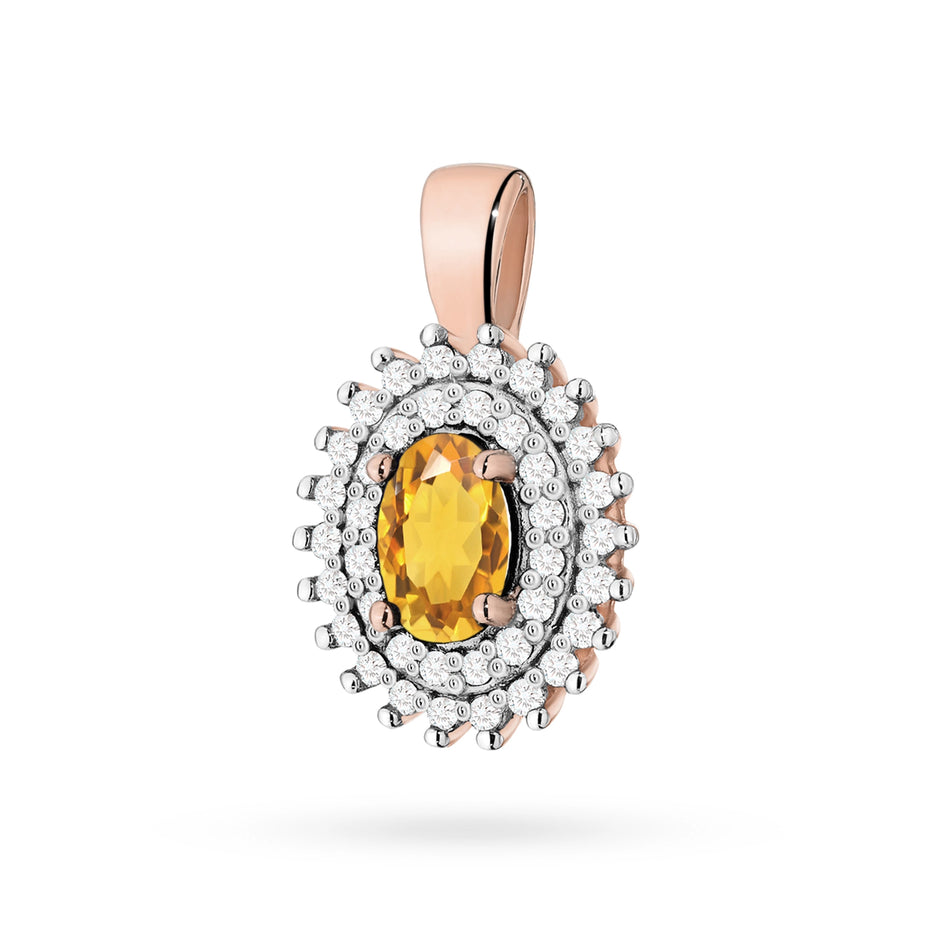 Gold Anhänger mit 0,60 ct Citrin und 0,19 ct Diamanten