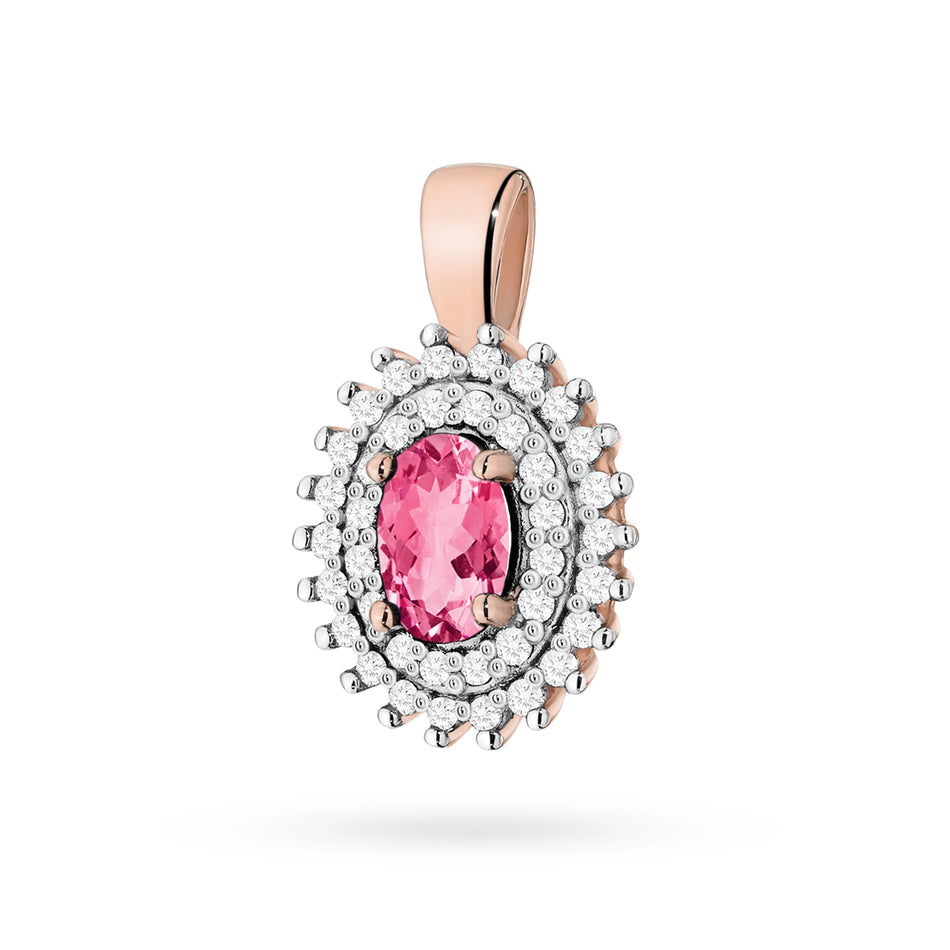 Gold Anhänger mit 0,50 ct Pinktopas und 0,19 ct Diamanten