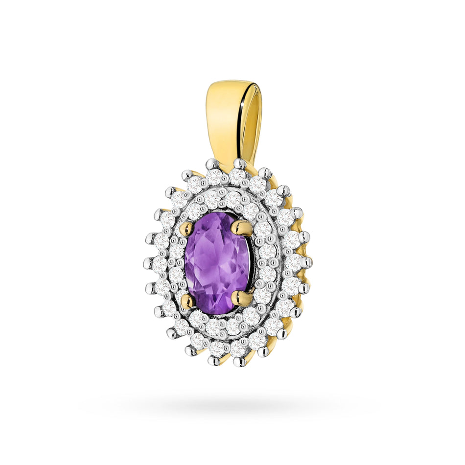 Gold Anhänger mit 0,40 ct Amethyst und 0,19 ct Diamanten