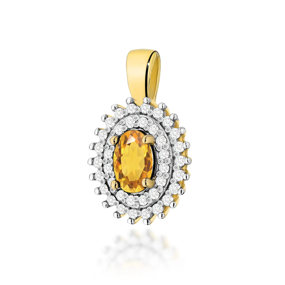 Gold Anhänger mit 0,60 ct Citrin und 0,19 ct Diamanten