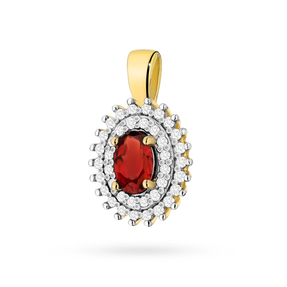 Gold Pendant with 0.50ct Garnet and 0.19ct Diamonds