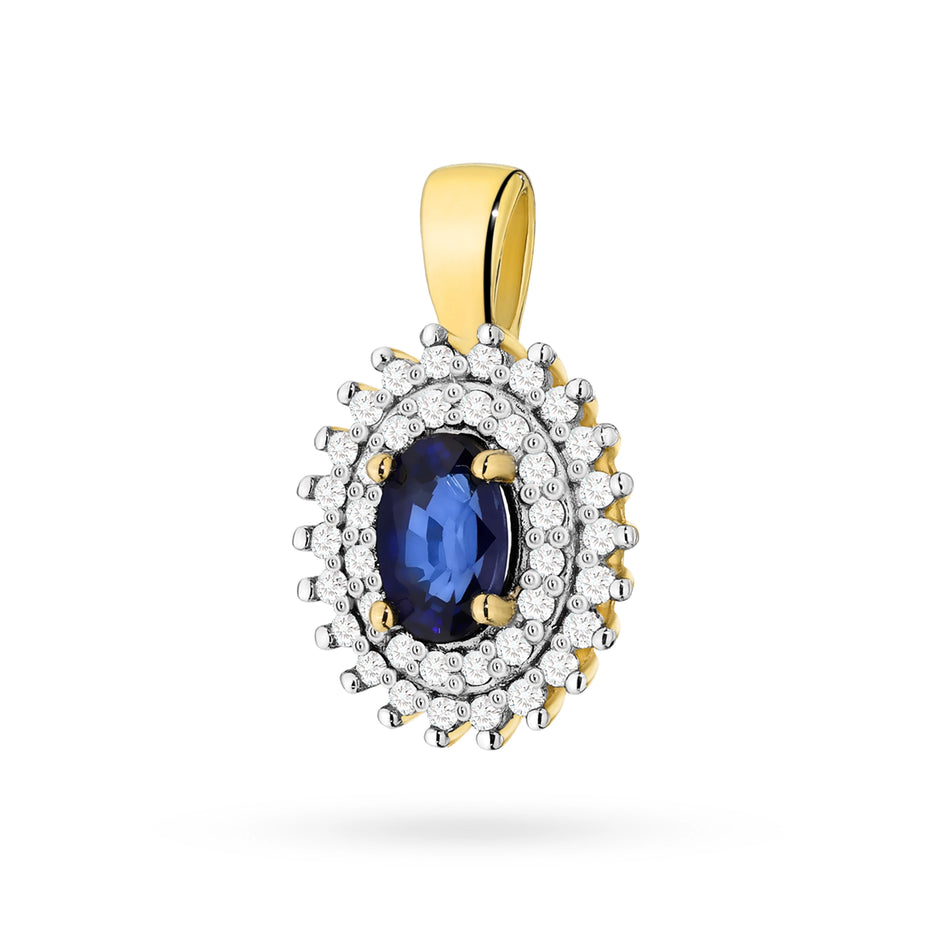 Gold Pendant with 0.70ct Sapphire and 0.19ct Diamonds