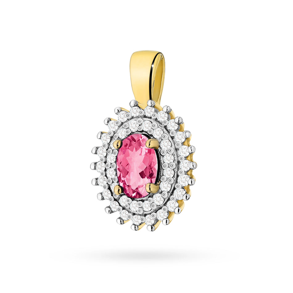 Gold Anhänger mit 0,50 ct Pinktopas und 0,19 ct Diamanten