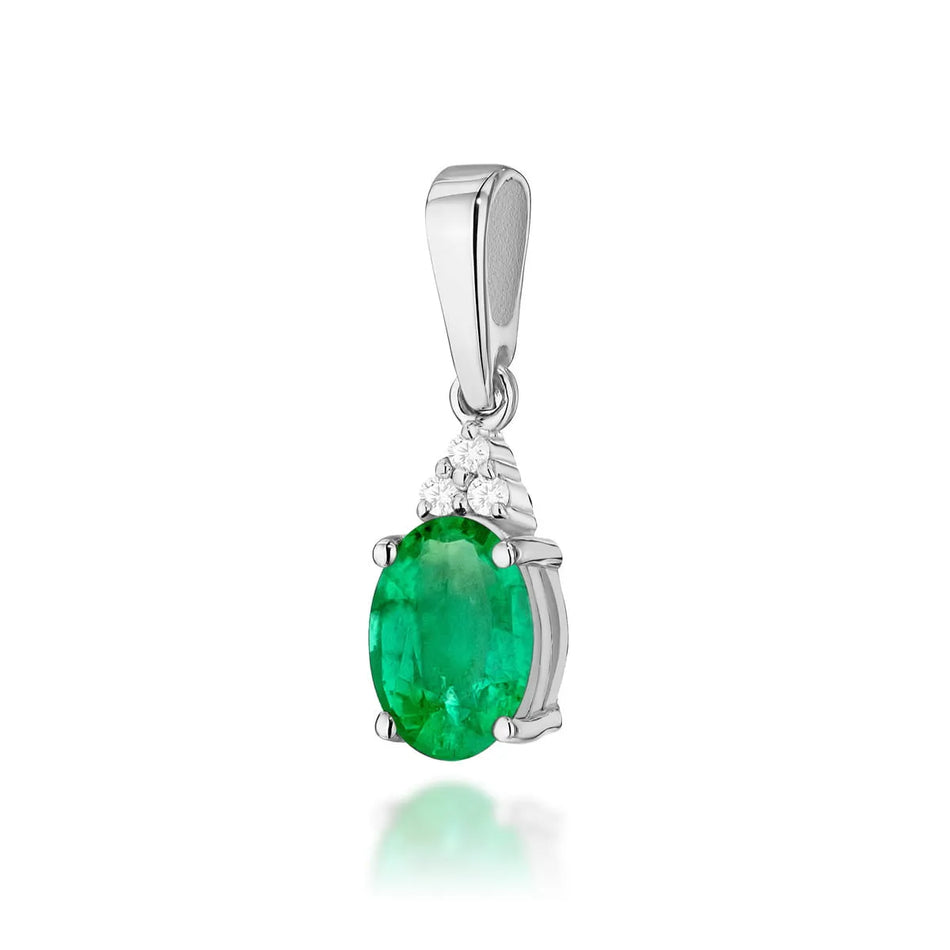 Gold Pendant with 0.80ct Emerald and 0.026ct Diamonds