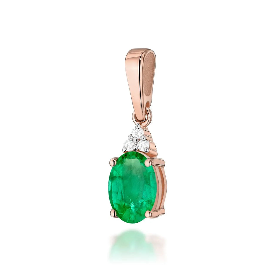 Gold Pendant with 0.80ct Emerald and 0.026ct Diamonds