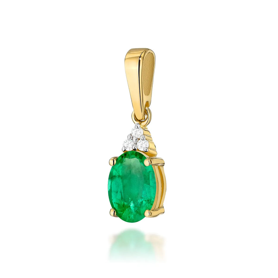 Gold Pendant with 0.80ct Emerald and 0.026ct Diamonds