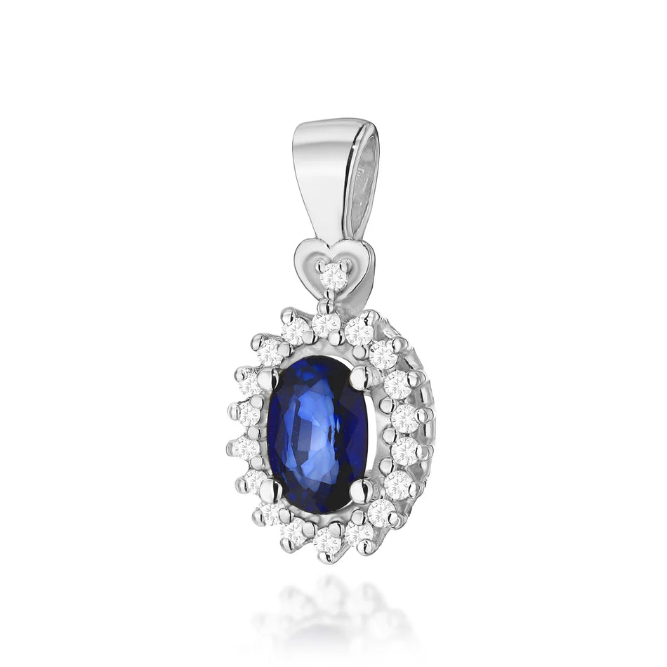 Gold Pendant with 0.70ct Sapphire and 0.095ct Diamonds