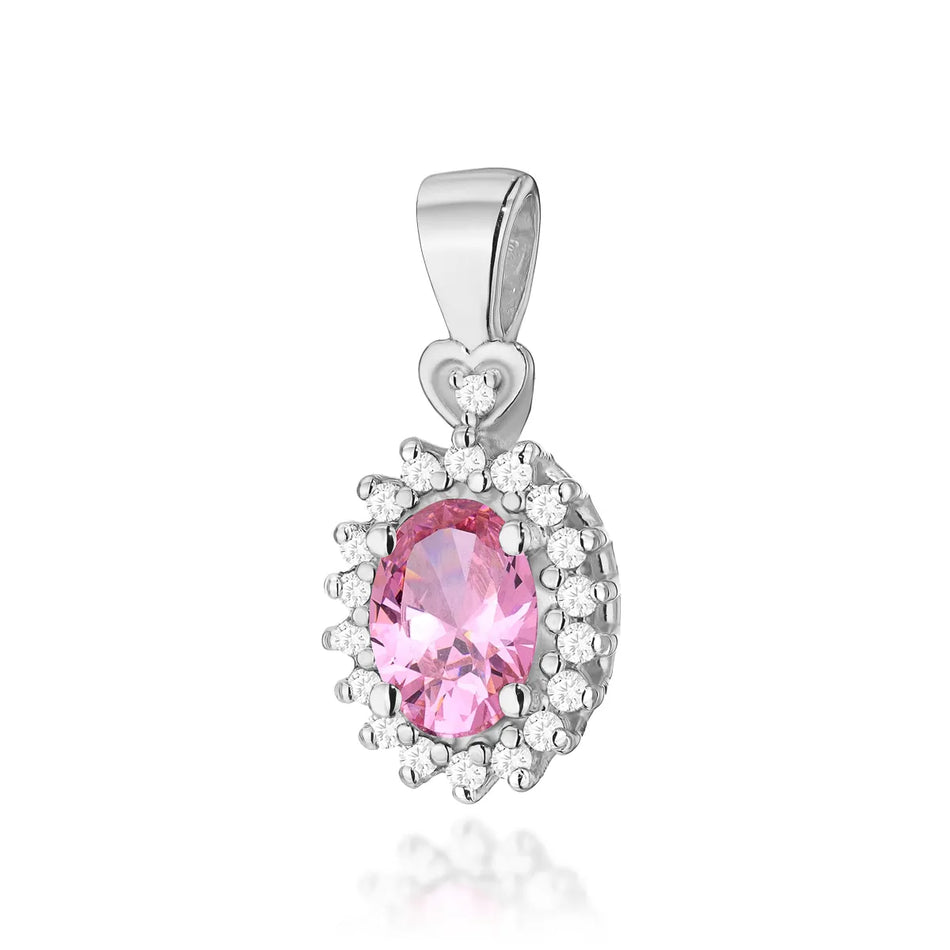 Gold Anhänger mit 0,50 ct Pinktopas und 0,095 ct Diamanten