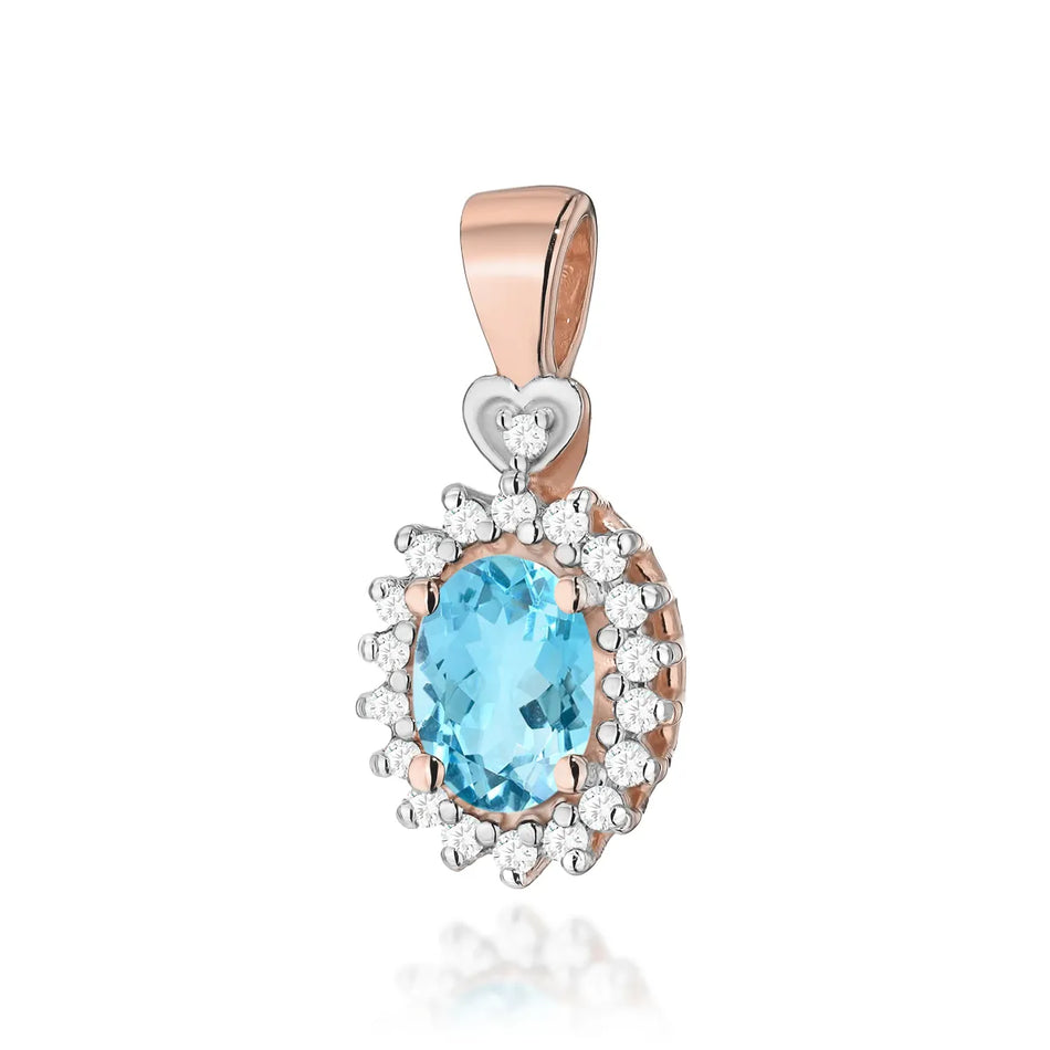 Gold Pendant with 0.50ct Topaz and 0.095ct Diamonds