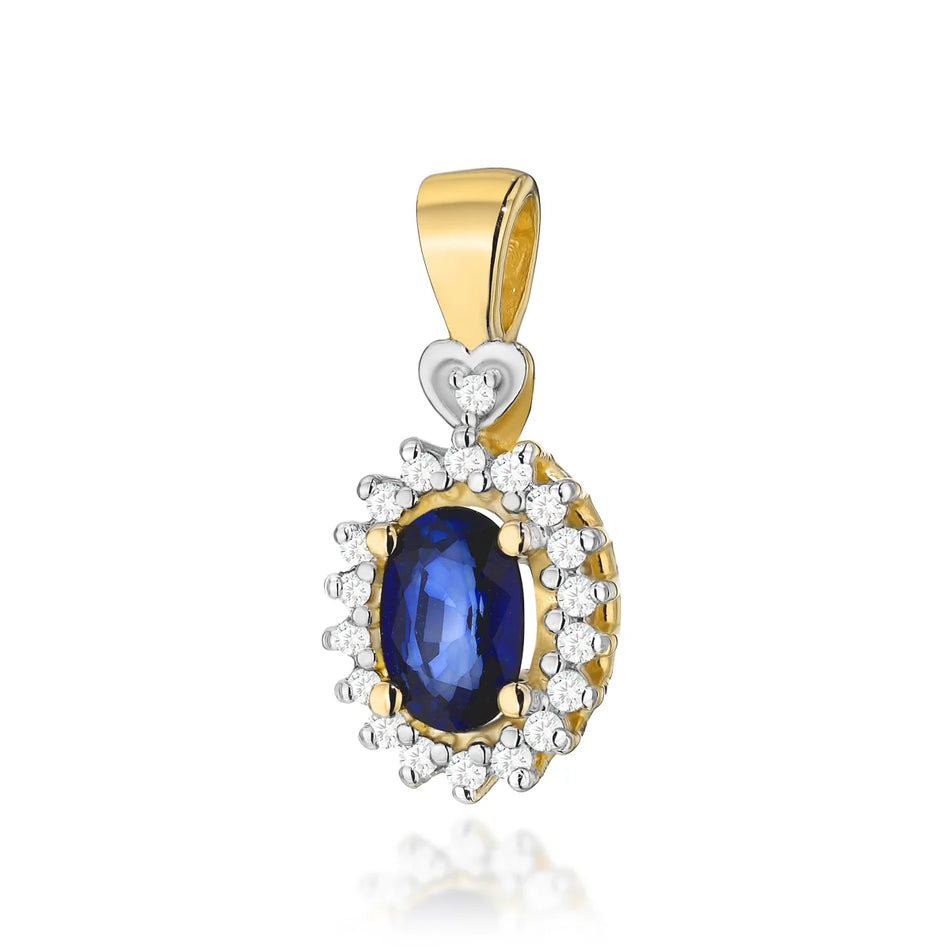 Gold Pendant with 0.70ct Sapphire and 0.095ct Diamonds