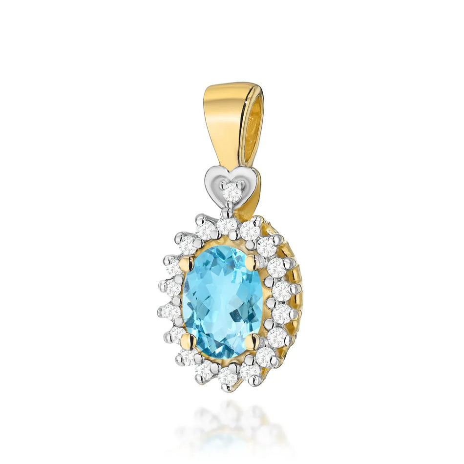 Gold Pendant with 0.50ct Topaz and 0.095ct Diamonds